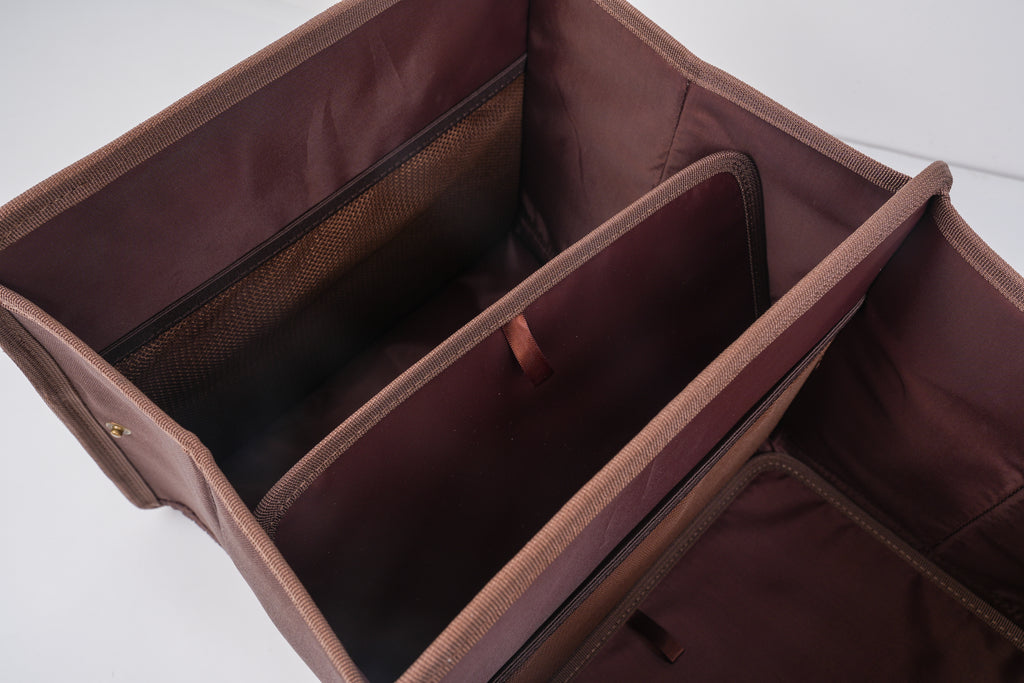 car boot organiser in brown