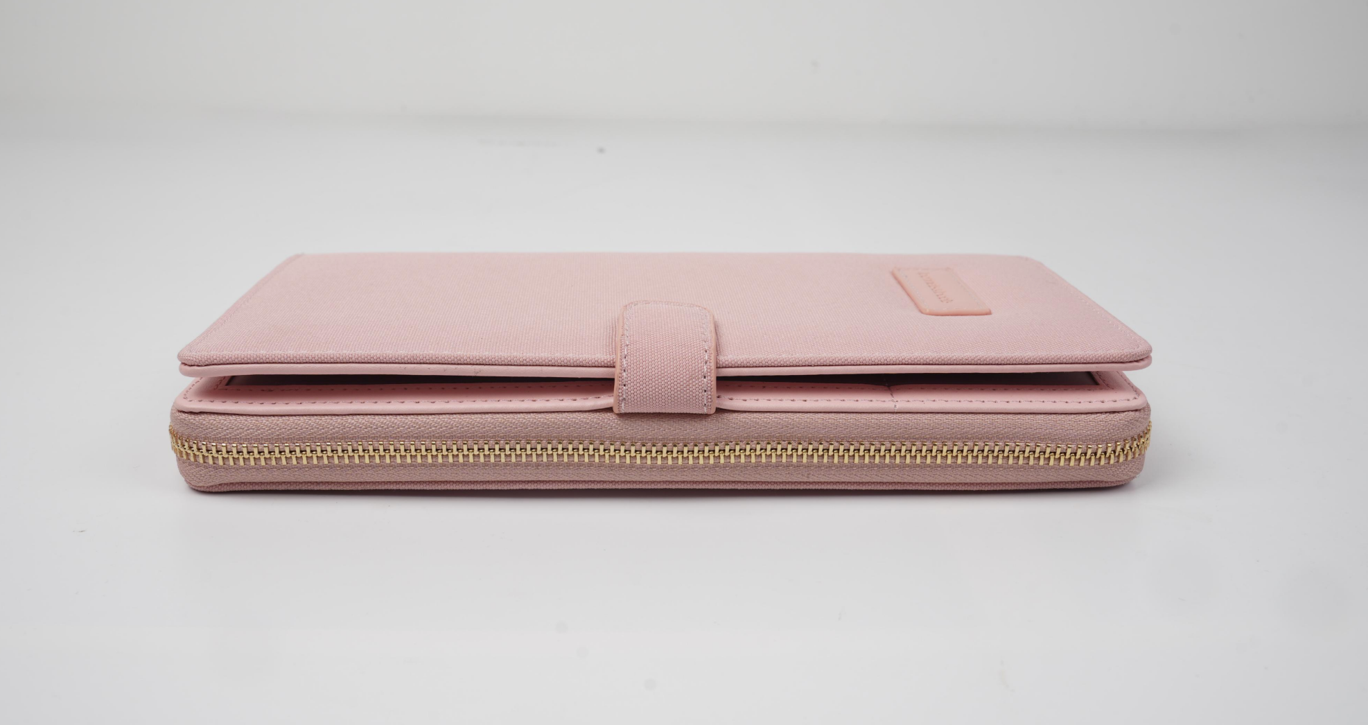 Pink wallet document holder with multiple pockets